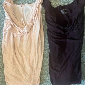Lane Bryant Lot of 2 Pink & Wine Cowl Neck Cap Sleeve Tops